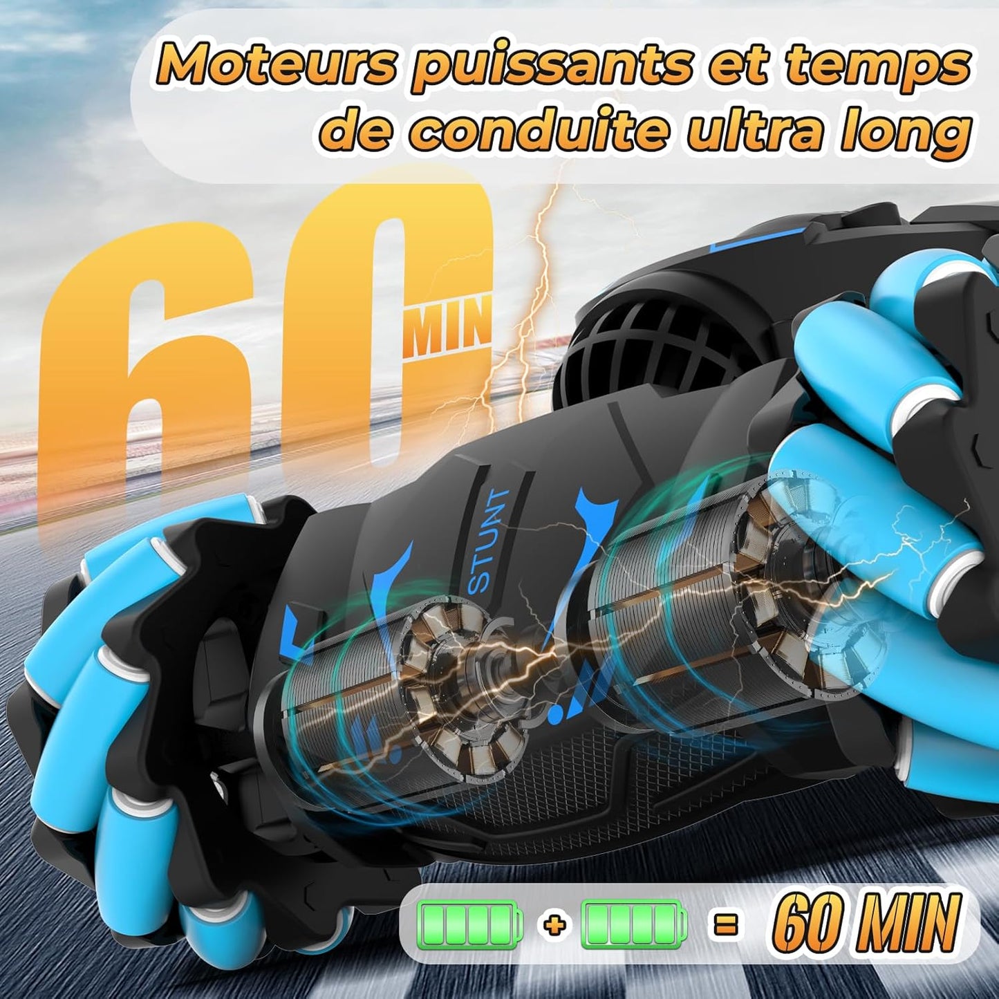 PowerTwist™ – Voiture Télécommandée 3-en-1 à Contrôle Gestuel & Cascades 360°