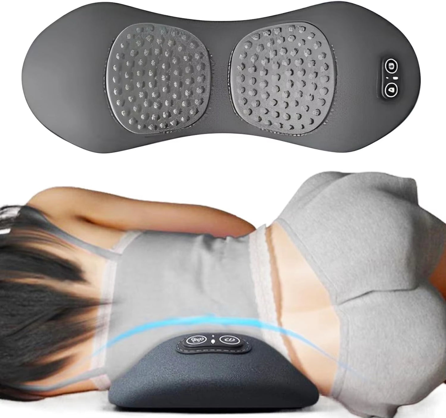 RelaxLumbar™ – Coussin électrique 3-en-1 : Massage, Chaleur & Traction