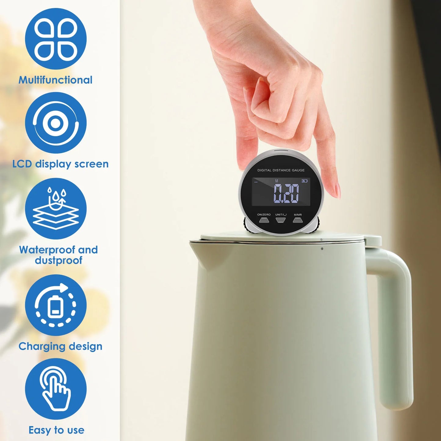 DigiMeasure™ – Mètre ruban numérique haute précision de 200 m avec écran LCD multifonction