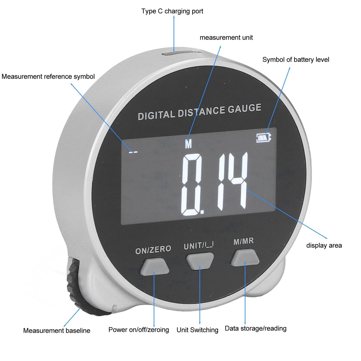 DigiMeasure™ – Mètre ruban numérique haute précision de 200 m avec écran LCD multifonction