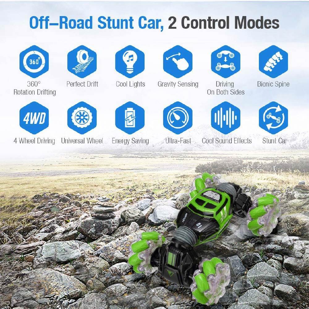 PowerTwist™ – Voiture Télécommandée 3-en-1 à Contrôle Gestuel & Cascades 360°